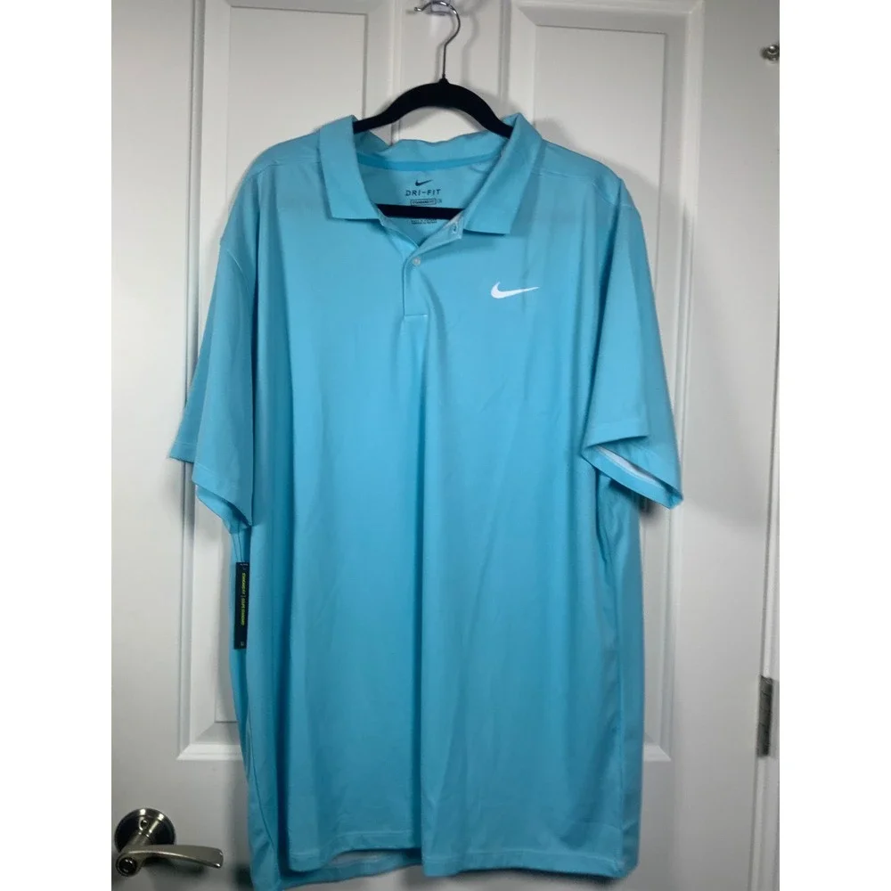 Nike Dri-FIT Polo Shirt Mens XXL Blue Short‎ Sleeve Standard Fit Golf Top, NWOT